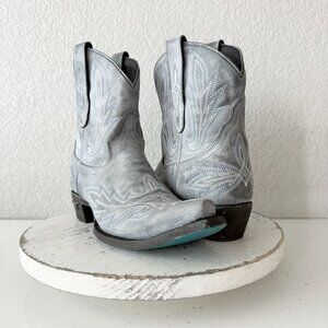 Lane LEXINGTON Womens Cowboy Bootie 8 Washed Denim Western Cowgirl Short Boots